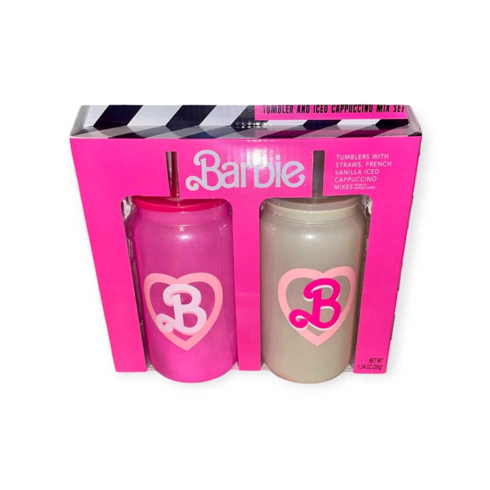 Barbie Tumbler and Iced Cappuccino Mix Set - Pink and Cream